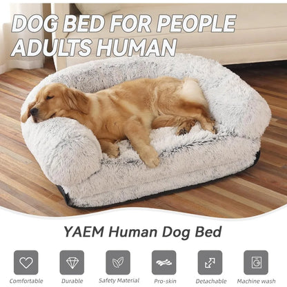 Human Dog Bed, 74"X43"X9" Dog Beds for Large Dogs, Foldable Plush Washable Dog Beds