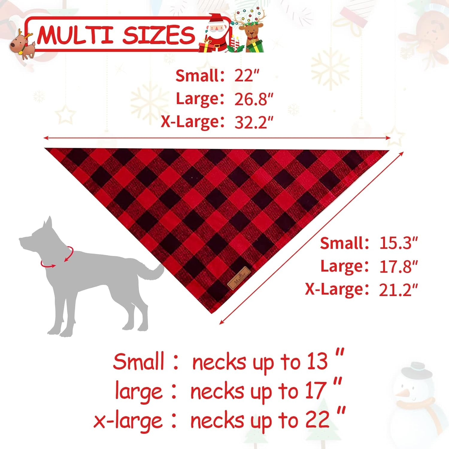 2 Pack Dog Christmas Bandanas, Classic Buffalo Red Plaid Pet Bandana Scarf Triangle Bibs Kerchief Pet Costume Outfit Accessories for Small Medium Large and Extra Large Dogs Cats Pets (Small)